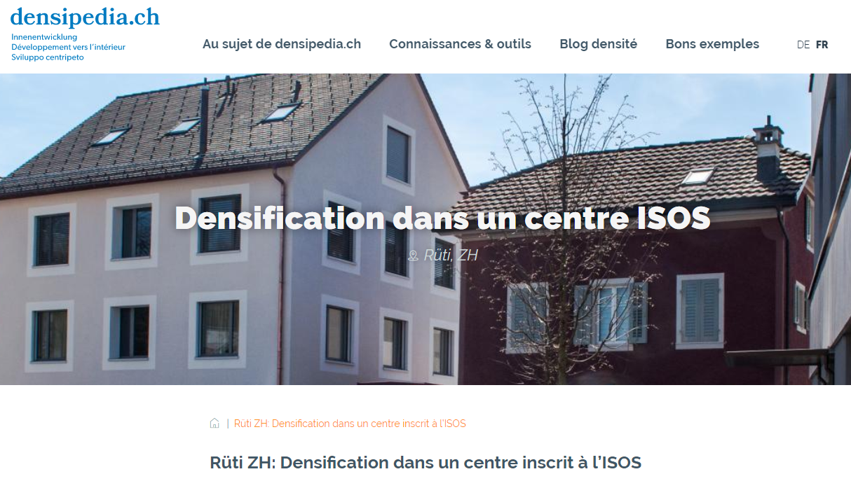 Bon exemple Rueti ZH sur densipedia.ch